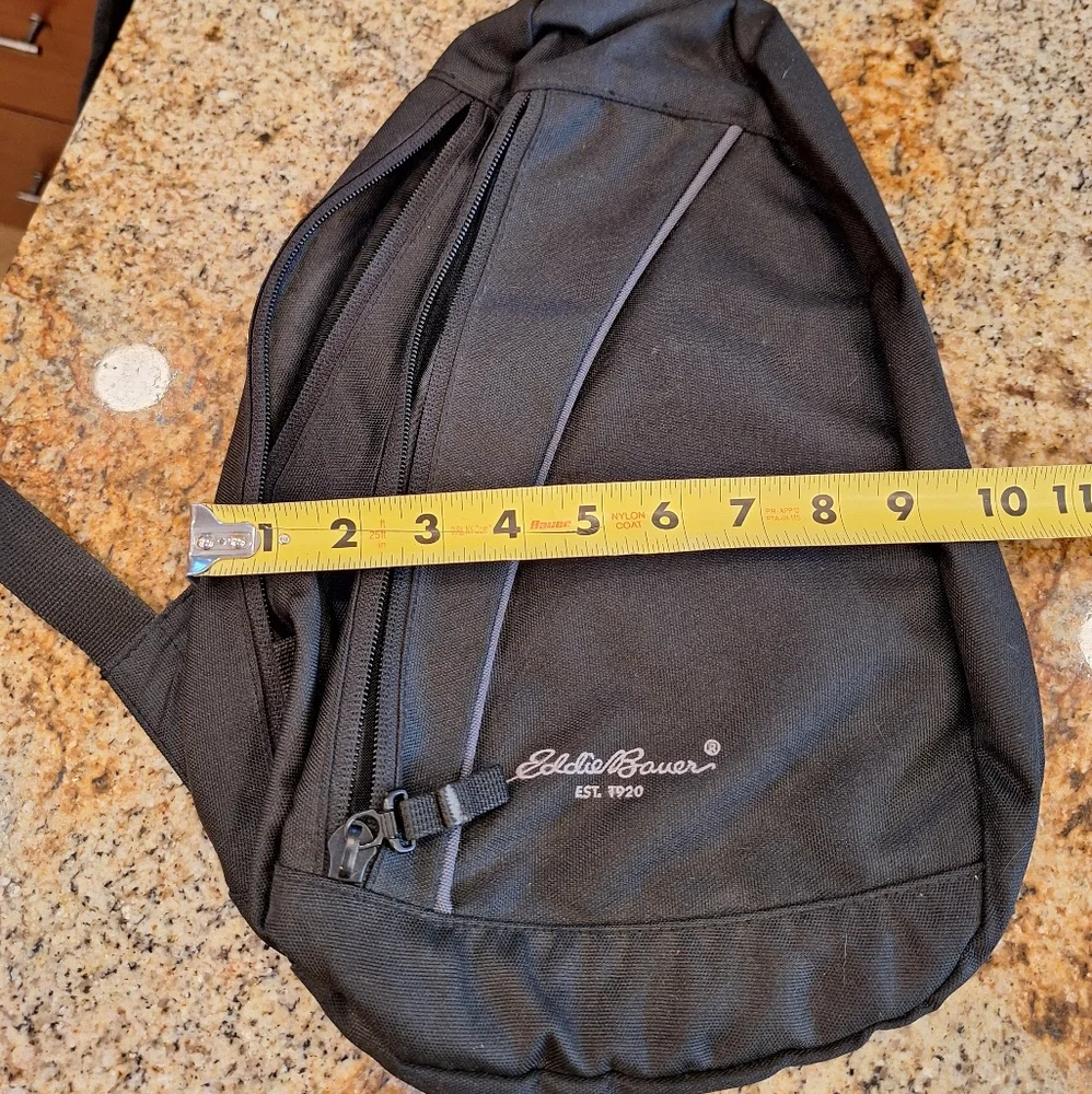 Eddie Bauer Black Sling Bag Double Zip Compartment
